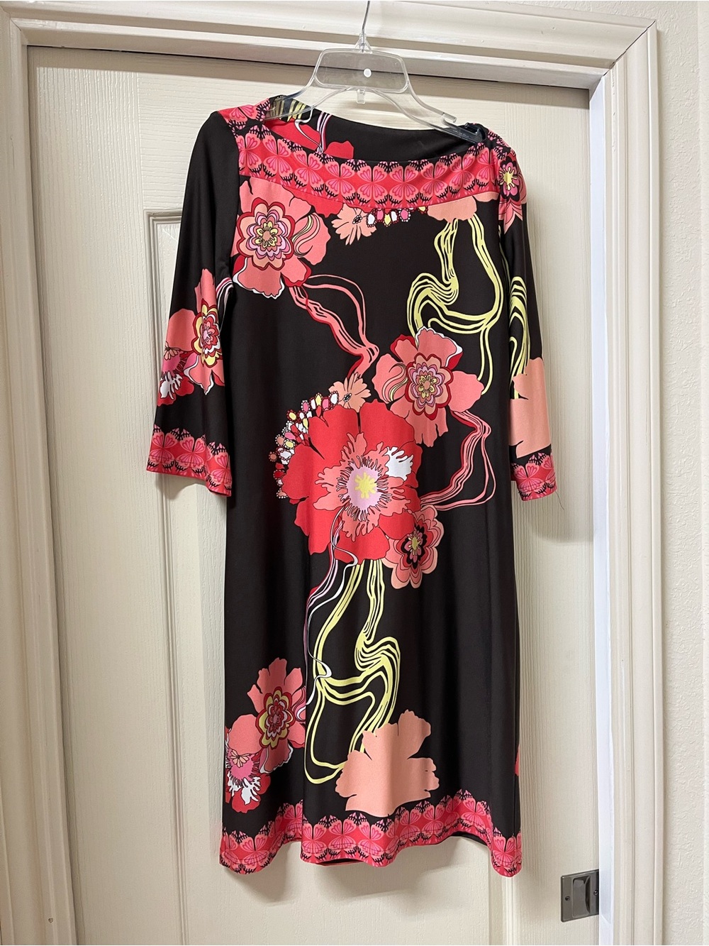 Coral, Pink and Chocolate Brown Floral Dress 🌺